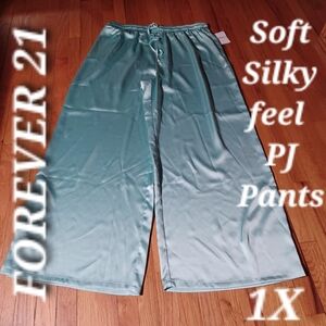 Forever 21 Women's 1X soft & silky feel, mint green pajamas lounger bottoms